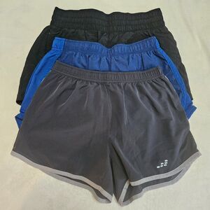 Lot of 3 Women Athletic Short Sz S Black all in motion, Blue Nike, Gray bcg